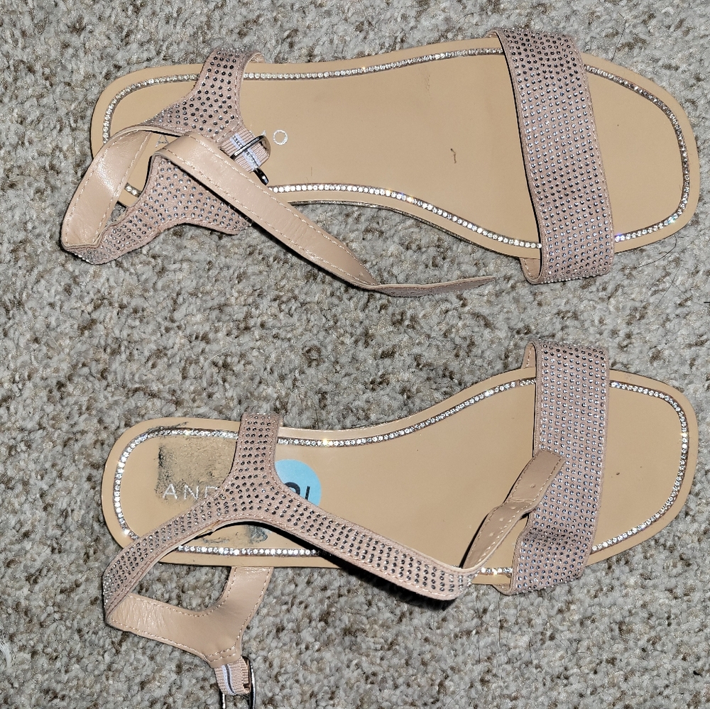 Rhinestone beige sandals worn once